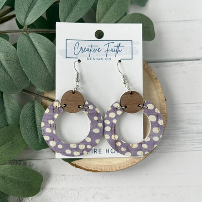 Hoop Circle Earrings - Lilac Dot