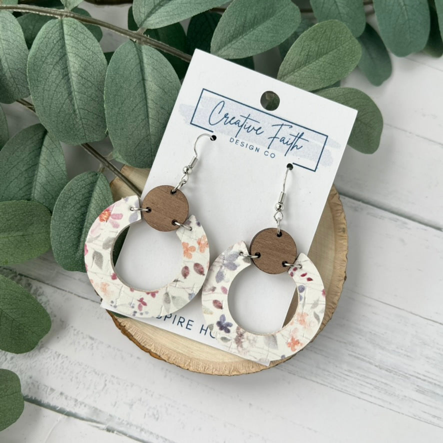 Hoop Circle Earrings - Floral Whimsy