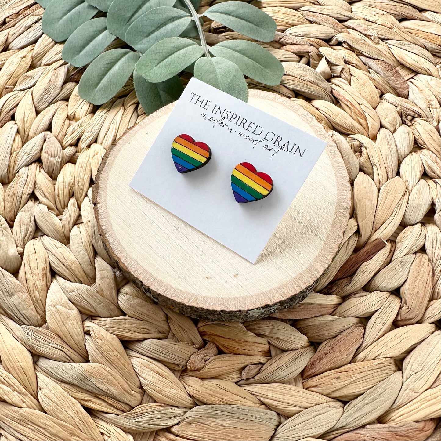 Rainbow Pride Heart Stud Earrings