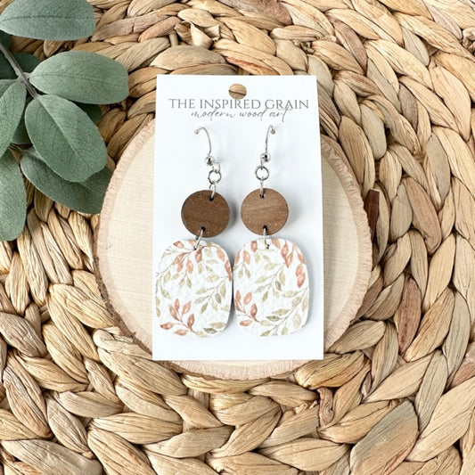 Rectangle Round Earrings - Fall Leaves