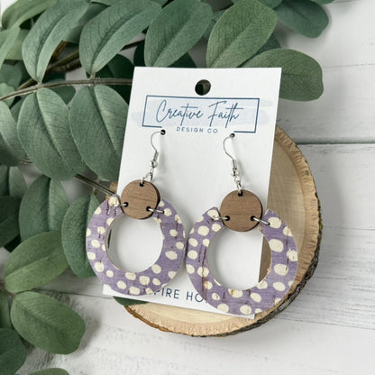 Hoop Circle Earrings - Lilac Dot