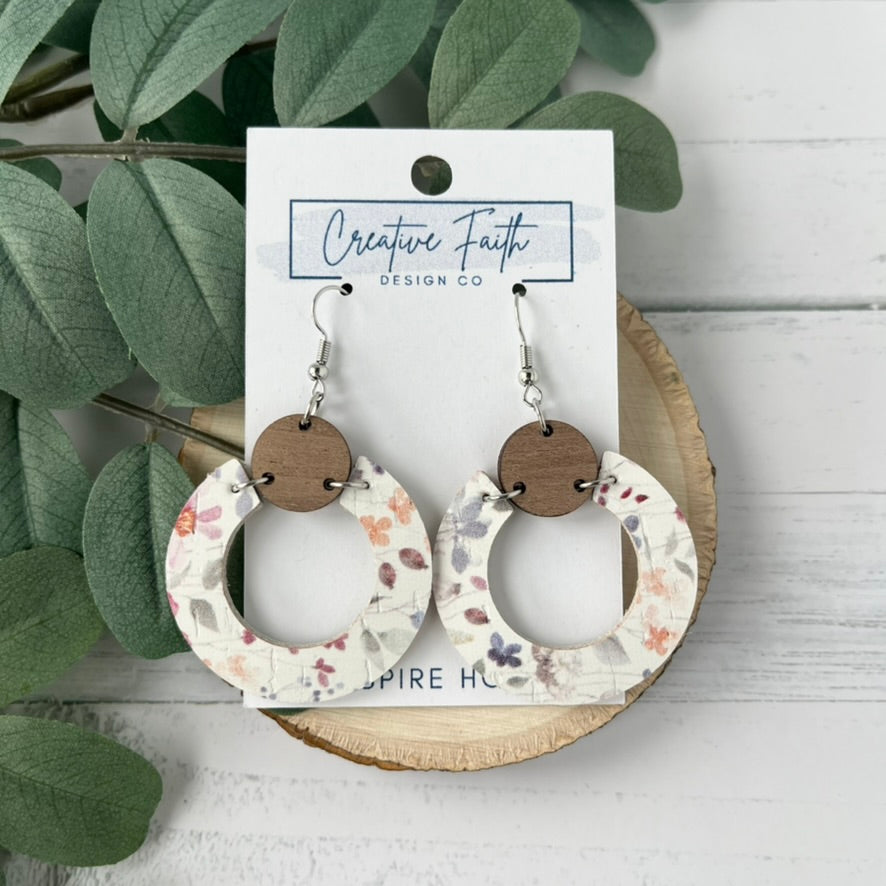 Hoop Circle Earrings - Floral Whimsy