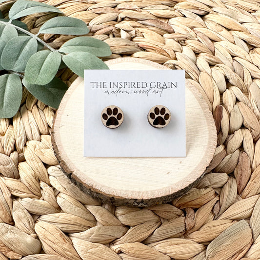 Paw Print Stud Earrings