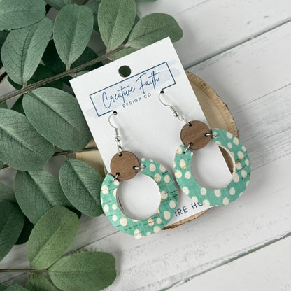 Hoop Circle Earrings - Aqua Dot