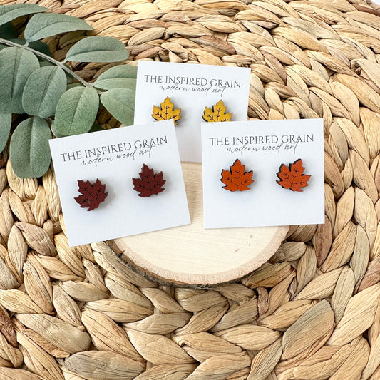 Maple Leaf Stud Earrings