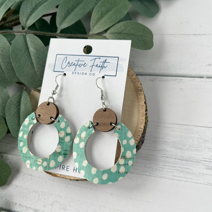 Hoop Circle Earrings - Aqua Dot