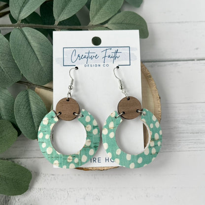 Hoop Circle Earrings - Aqua Dot