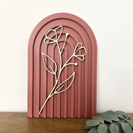 mauve arch with maple wood flower